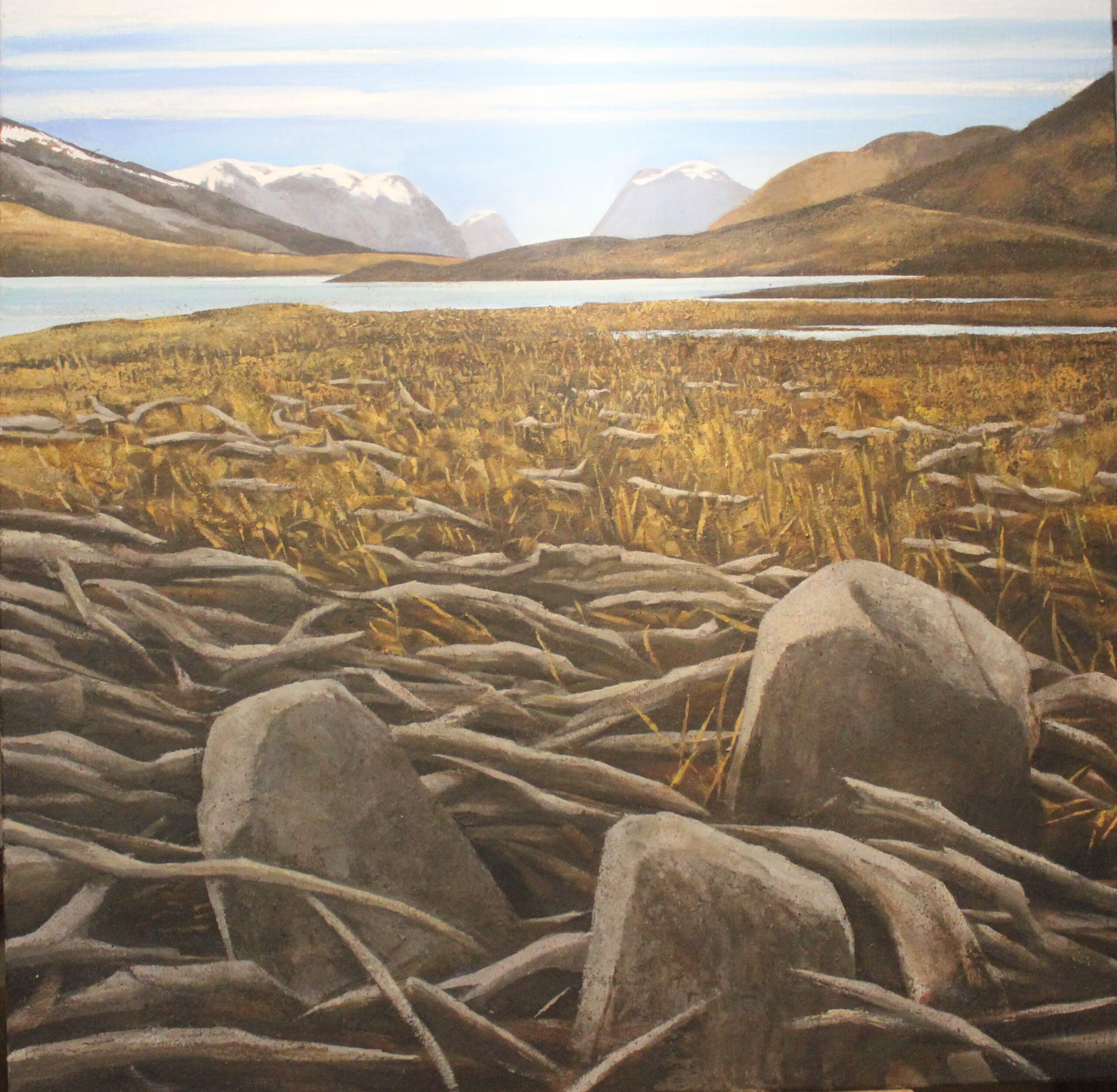 A FORLORN SHORE, LOCH FANNICH oil on canvas